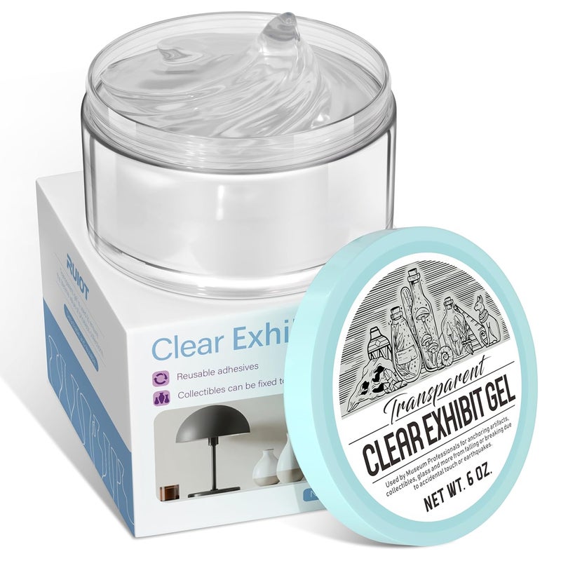 Ruiot 6 oz Clear Exhibit Gel, Reusable Museum Exhibit Putty to Keep Collections in Place, Removable & No Residue Exhibit Wax Fixed Decorations and Collection to Prevent Falling, Vibration. - Image 1